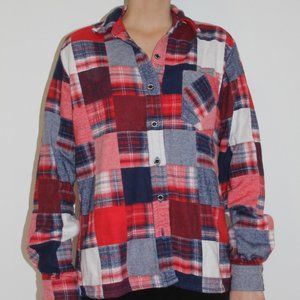 Red, White & Blue Patchwork Plaid Flannel